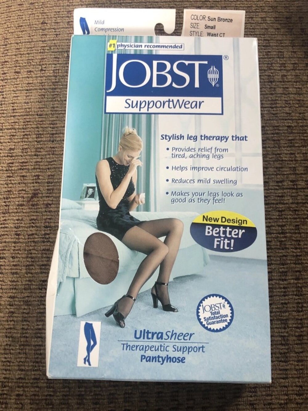 Jobst Mild Compression Pantyhouse 8-15mmHg Sun Bronze Ultra Sheer Support Small